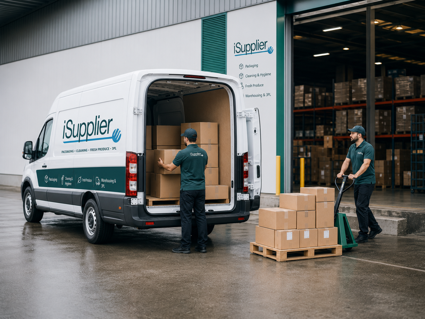 iSupplier delivery van and warehouse cartons ready for metro Melbourne dispatch